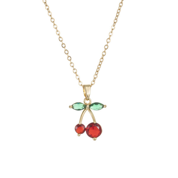 oly-5f33e6b90bcd384eef6e4bcdb08601a8 Wholesale Necklace Women's Korean-style Cherry Necklace Instagram Style Niche Design Sense Simple Internet Celebrity Same Style Cross-border Titanium Steel Clavicle Chain