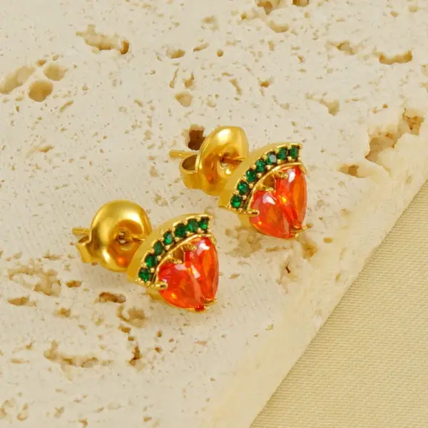 Wholesale PVD Coated 18K Gold Plated Fruit Pineapple Watermelon 304 Stainless Steel Elegant Glam Waterproof Non Tarnish Ear Studs