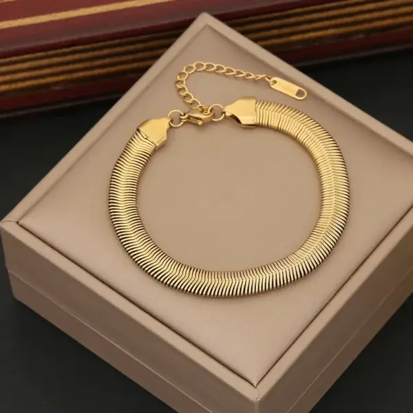 Wholesale PVD Coated 18K Gold Real Gold Plated Geometric Stainless Steel Simple Style Waterproof Non Tarnish 304 Stainless Steel Bracelets