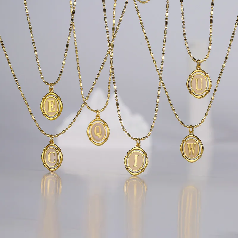 Wholesale Simple Style Letter Copper Gold Plated Pendant Necklace 1 Piece