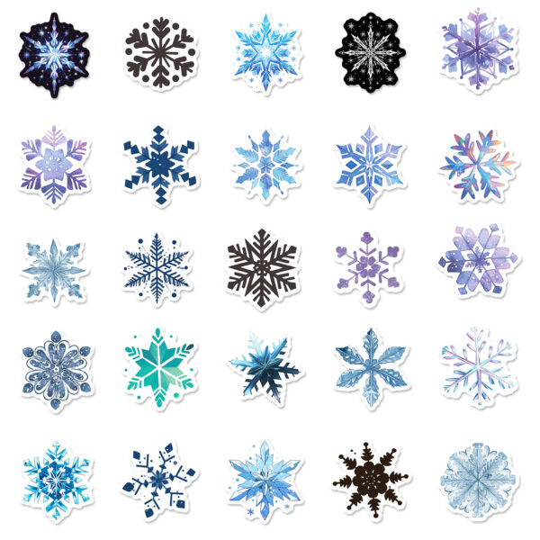 Wholesale Hot Selling 50 Snowflake Graffiti Stickers Cross-Border Small Fresh Winter Christmas DIY Water Cup Luggage Stickers