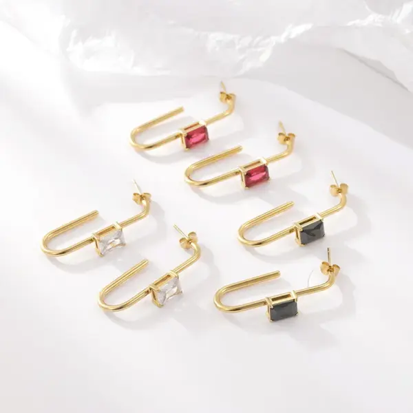Wholesale PVD Coated 18K Gold Real Gold Plated Geometric 304 Stainless Steel Classic Style Waterproof Non Tarnish Earrings