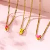 Wholesale Single 304 Stainless Steel Women's 18K Gold Plated Colorful Initial 3D Oil Drop Bubble Letter Pendant Necklace
