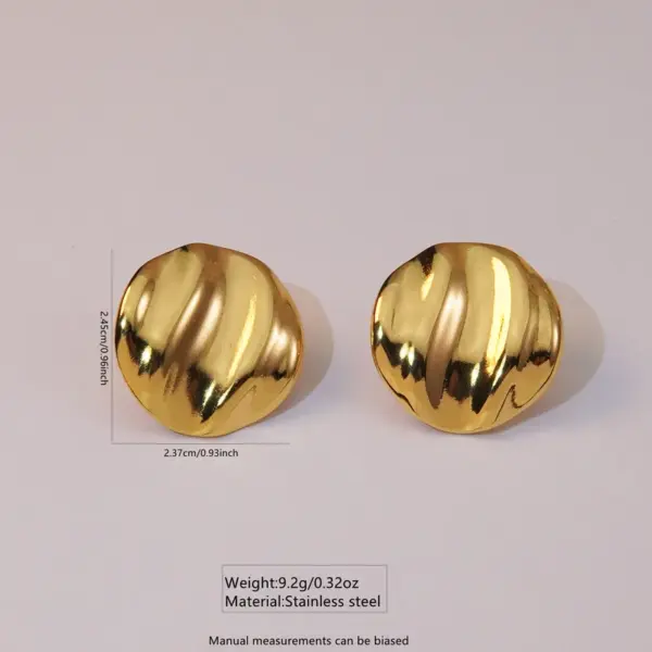 Wholesale 1 Pair French Style Round Plating 304 Stainless Steel Imitation Gold Electroplating Ear Studs