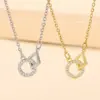 Wholesale Fashion Circle Square Copper Plating Hollow Out Inlay Zircon Pendant Necklace 1 Piece