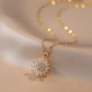 X0626 Gold Sunflower Necklace