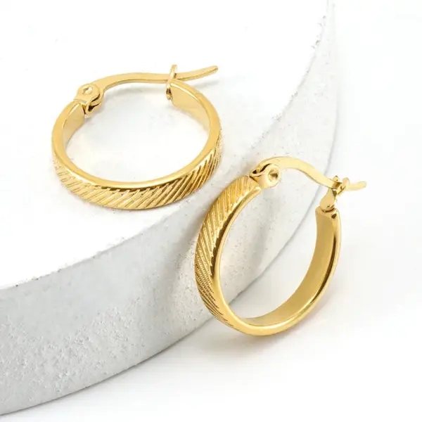 Wholesale Fashion Round Gold Plated 304 Stainless Steel 18K Gold Plated Stainless Steel Earrings