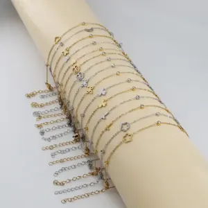 1 Piece Fairy Style Casual Beach Heart Shape Flower Butterfly 304 Stainless Steel lishing Plating Chain Rhinestones Zircon Rack Plated Long-Lasting Plated Vacuum Plating Rack Plated Long-Lasting Plated Vacuum Plating Gold Plated Women's Anklet