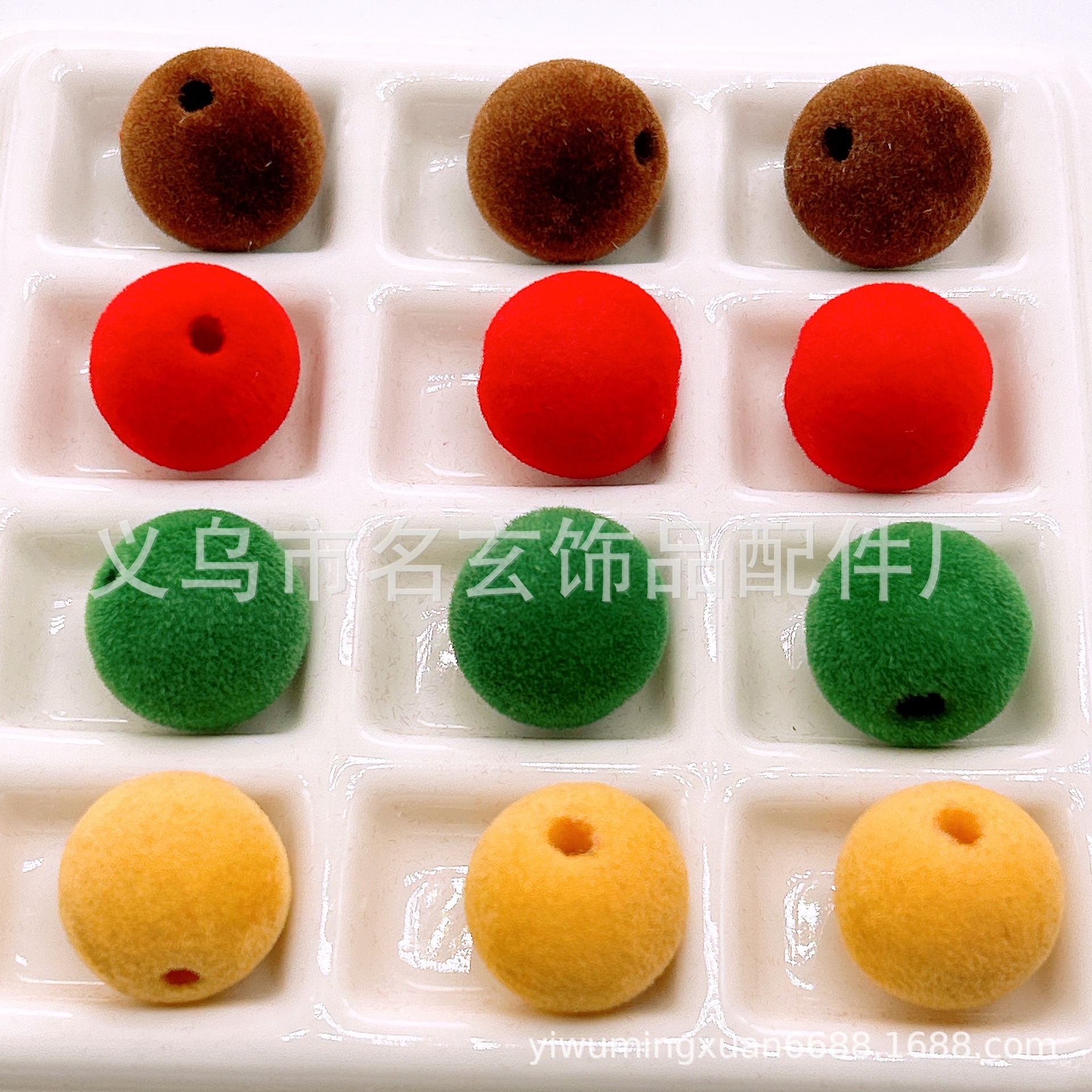 Wholesale Christmas-colored flocked beads