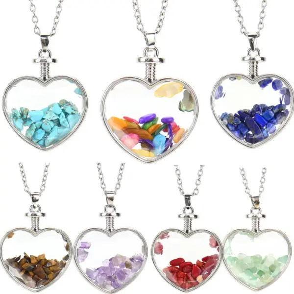 Wholesale Simple Style Heart Shape Natural Stone Plating Pendant Necklace