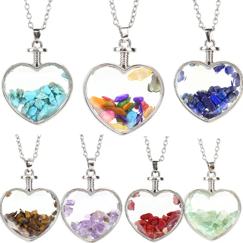 Wholesale Simple Style Heart Shape Natural Stone Plating Pendant Necklace