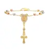 Wholesale Brass 18K Gold Plated Elegant Lady Sweet Inlay Portrait Cross Zircon Bracelets