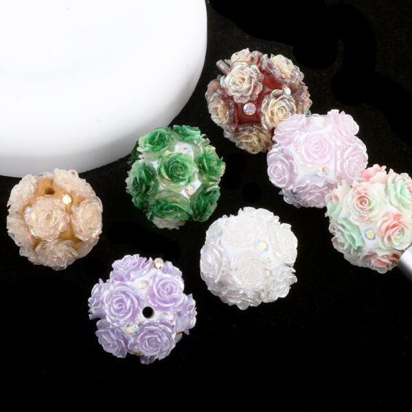 Wholesale Luminous simulation rose ball soft flower wearable straight hole beads DIY Mobile Phone/KeyChain/Bag Chain Accessories