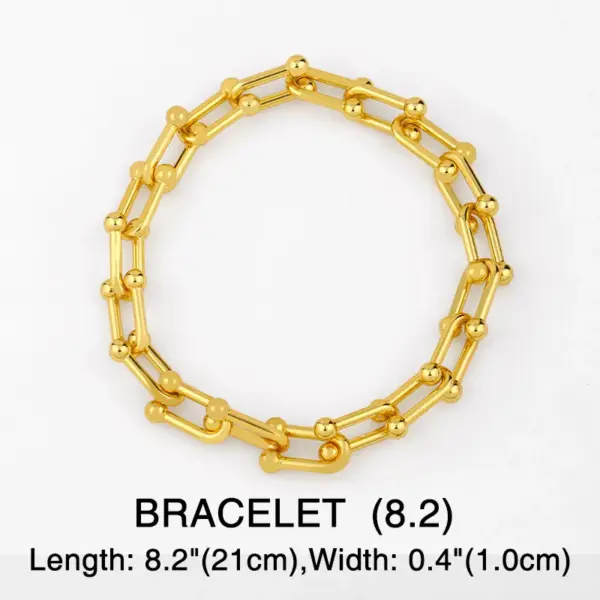 Wholesale 1 Piece Fashion U-shaped Lock Copper Patchwork Plating Bracelets Earrings Necklace