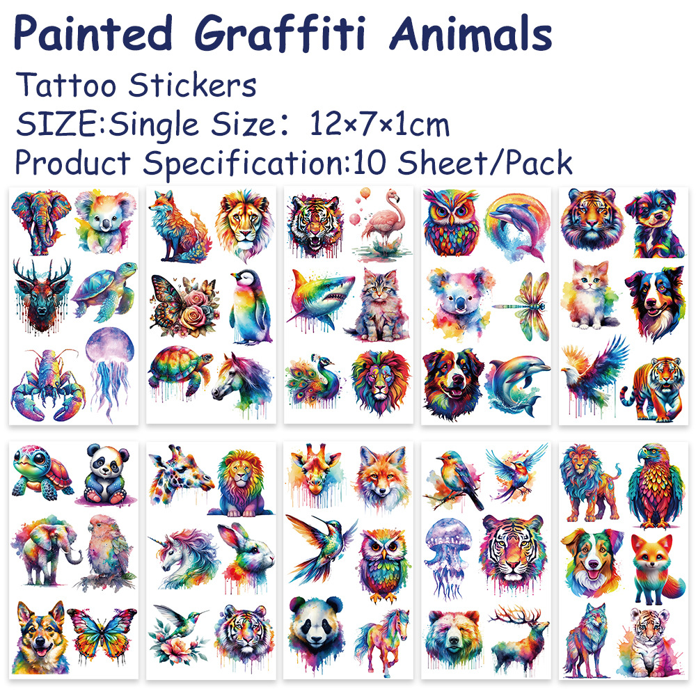 Wholesale Cartoon Creative Animal Painted Tattoo Stickers Party Party Fun Personalized Face Stickers Arm Stickers