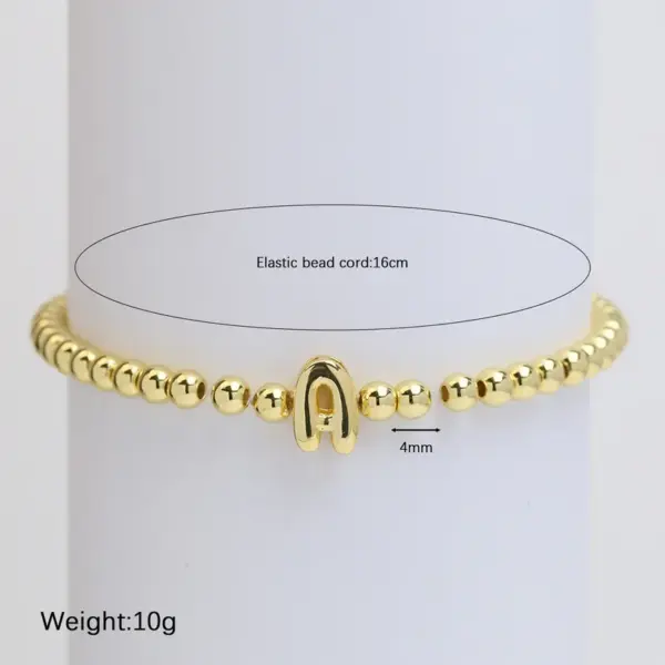 Wholesale Copper Beaded Plating Letter Bracelets