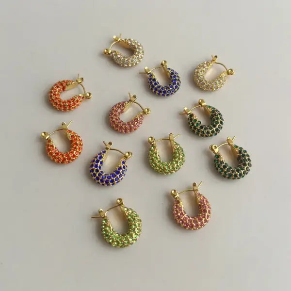 Wholesale 1 Pair Modern Style U Shape Plating Inlay 304 Stainless Steel Titanium Steel Zircon PVD Coated Earrings