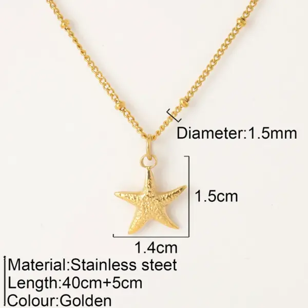PVD Coated Real Gold Plated Tortoise Starfish Shell 304 Stainless Steel Marine Style Simple Style Commute Waterproof Non Tarnish 304 Stainless Steel Lobster Trigger Clasp Closure Pendant Necklace