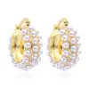Wholesale 1 Pair Retro C Shape Plating Inlay Copper Artificial Pearls Zircon Ear Studs