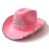 Wholesale Feather-edged letter cowboy hat sequins pink factory spot western cowboy hat pink crown cowboy hat
