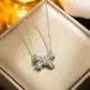 Wholesale PVD Coated Real Gold Plated Bow Knot Stainless Steel Simple Style Waterproof Non Tarnish Pendant Necklace