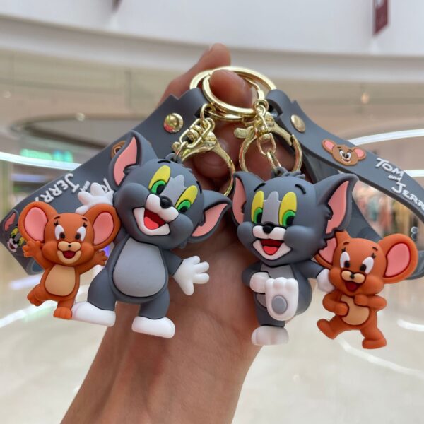 Wholesale Cartoon Cat and Mouse Keychain Animation Tom Cat Doll School Bag Pendant Car Key Chain Small Gift