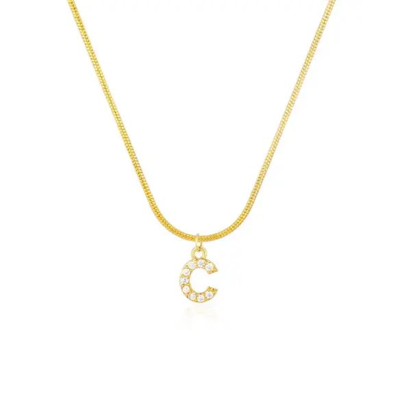 Wholesale Jewelry Fashion Letter Copper Diamond Snake Chain Necklace