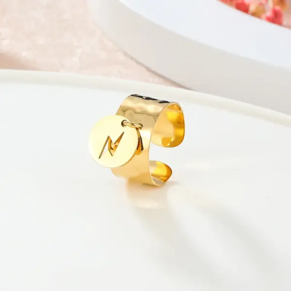 Wholesale 304 Stainless Steel Lightning PVD Coated 14K Gold Plated 18K Gold Plated Simple Style Classic Style Waterproof Non Tarnish Gold Silver Charm Rings