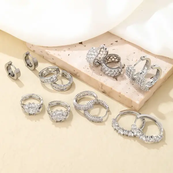 PVD Coated Silver Plated Solid Color 304 Stainless Steel Copper Simple Style Waterproof Non Tarnish Earrings