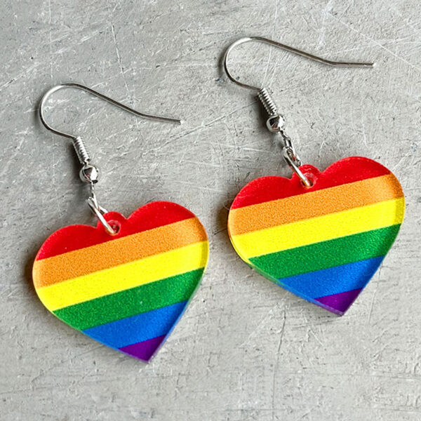 Wholesale Rainbow Multicolor Heart Shaped Acrylic Earrings
