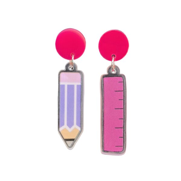 Wholesale Cross-border European and American New Graduation Season Teachers' Day Acrylic Earrings Color Pencil Ruler Earrings