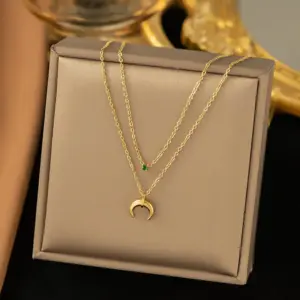 22 [Ah379] Crescent Necklace / Gold