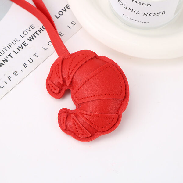 Wholesale New creative patch croissant pendant DIY leather bag keychain jewelry accessories