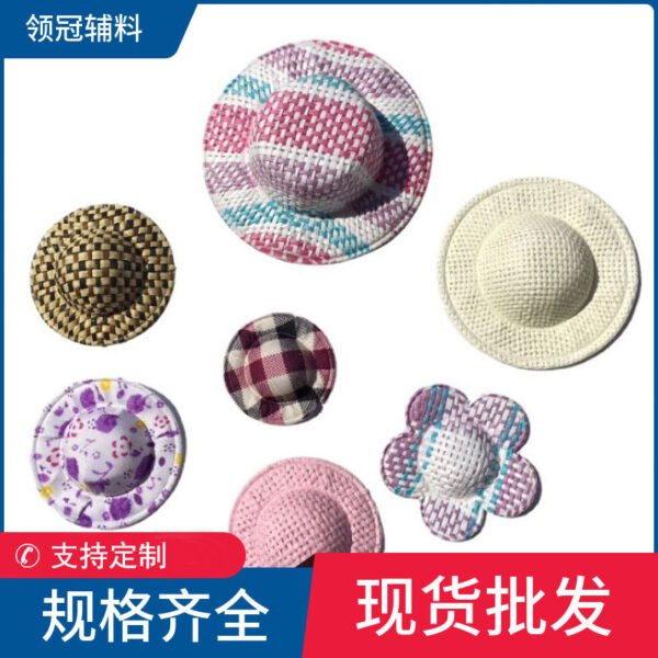 Wholesale Color floral hat imitation straw hat green plant decorative doll hat DIY craft hat papyrus 5cm