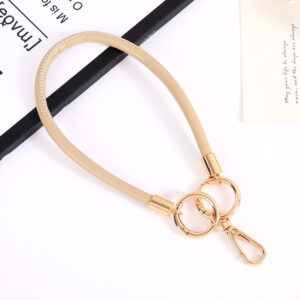 K4211 Pu leather rope pendant spring ring + plate buckle khaki / Leather rope pendant