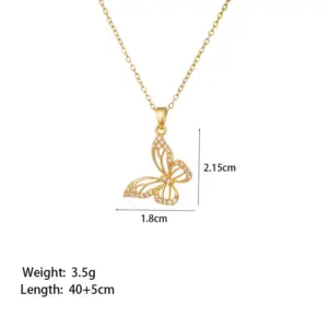 [8173] Hollow Butterfly Necklace [Gold]
