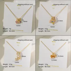 Wholesale PVD Coated Real Gold Plated 18K Gold Pentagram Ice Cream Animal 304 Stainless Steel Simple Style Waterproof Non Tarnish 304 Stainless Steel Lobster Trigger Clasp Closure Pendant Necklace