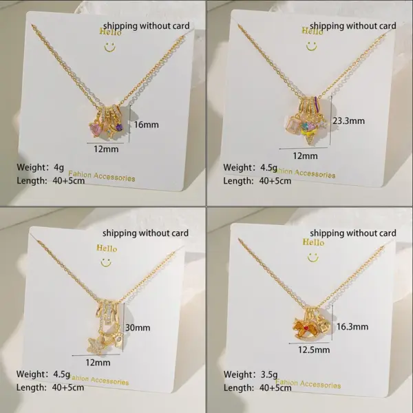 Wholesale PVD Coated Real Gold Plated 18K Gold Pentagram Ice Cream Animal 304 Stainless Steel Simple Style Waterproof Non Tarnish 304 Stainless Steel Lobster Trigger Clasp Closure Pendant Necklace