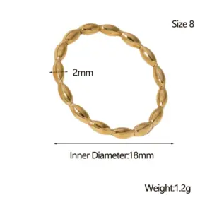 Wholesale PVD Coated Real Gold Plated Solid Color Stainless Steel Sweet Waterproof Non Tarnish Rings