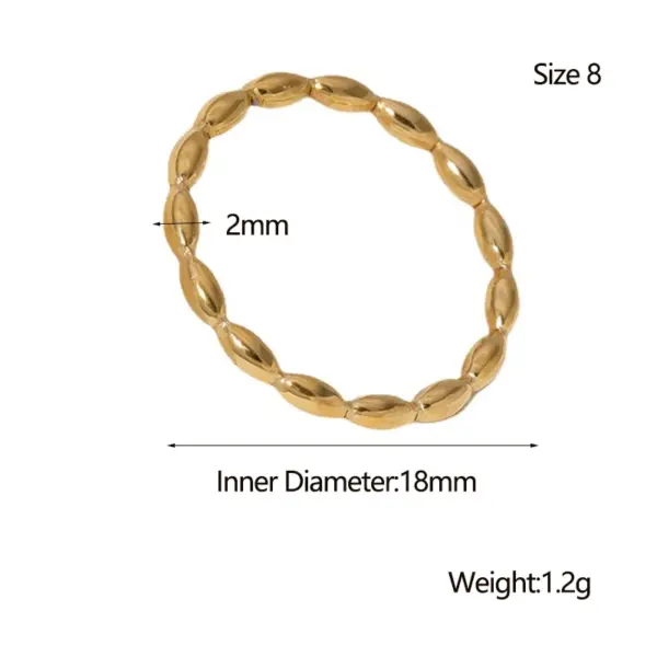 Wholesale PVD Coated Real Gold Plated Solid Color Stainless Steel Sweet Waterproof Non Tarnish Rings
