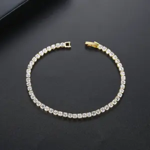 Wholesale Shiny Geometric Brass Zircon Tennis Chain Bracelets In Bulk