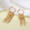Wholesale Metal Cold Style Exaggerated Tassel Earrings European and American Design Sense Fashion Retro Earrings Personalized Light Luxury Long Earrings