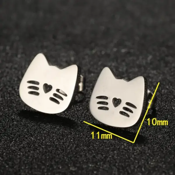 Wholesale PVD Coated 18K Gold Real Gold Plated Cat 304 Stainless Steel Cute Simple Style Waterproof Non Tarnish Ear Studs