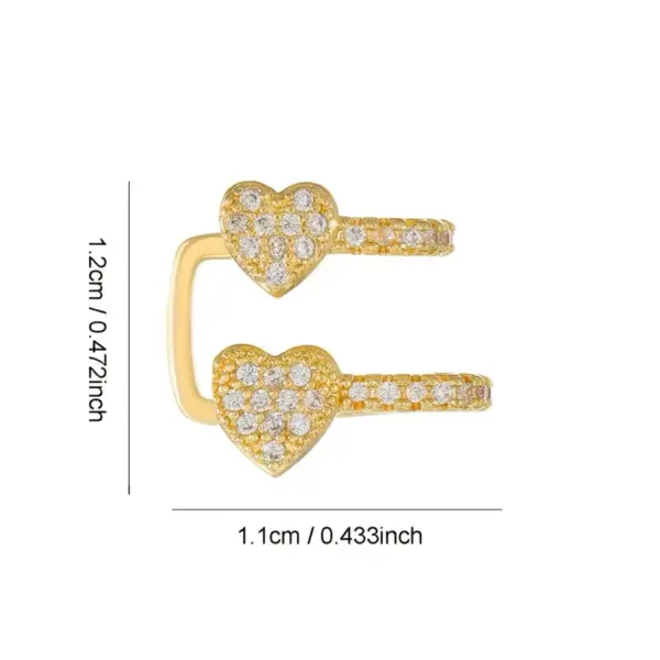 Wholesale Double Heart Shaped Earrings For Women With Embedded Zirconia Suitable For Daily Wear Office Parties Engagement Gifts