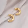 PVD Coated Real Gold Plated C Shape Titanium Steel Simple Style Waterproof Non Tarnish Earrings