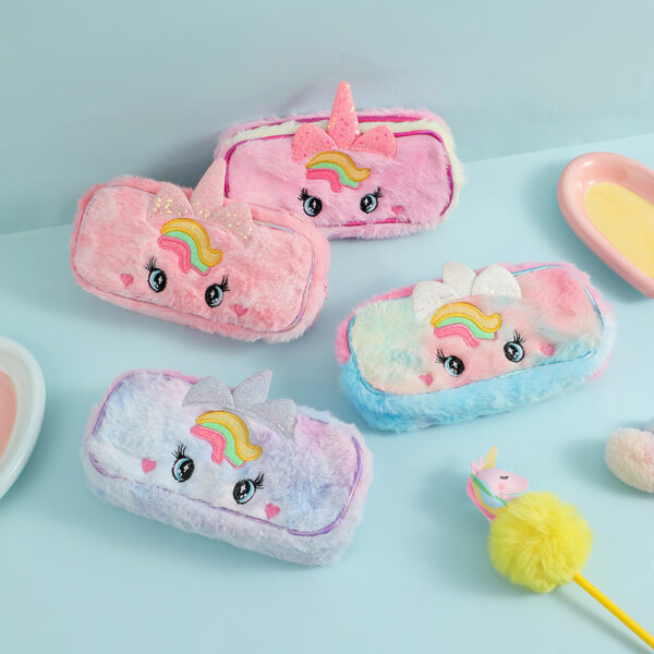 oly-5fc4e5fff55244beda227a9065b16bc4 Wholesale Cartoon Unicorn Pencil Case Children's Plush Pencil Case