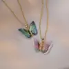 Wholesale Titanium Steel Simple Style Patchwork Butterfly Pendant Necklace
