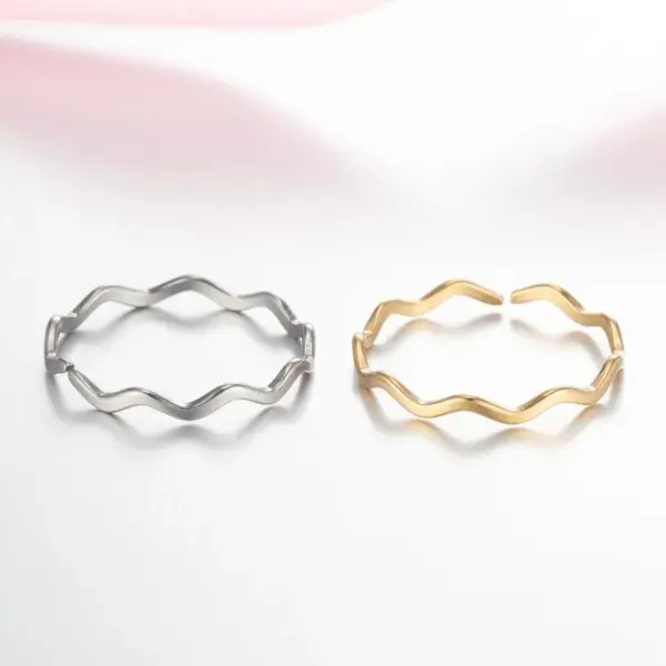 Wholesale Jewelry Fashion Geometric 201 Stainless Steel 18K Gold Plated Plating Open Ring