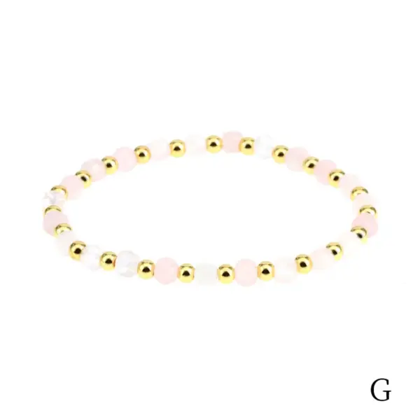 Wholesale Vintage Style Geometric Natural Stone Elastic String Golden Balls Woven Chain Bracelets In Bulk