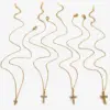 Wholesale 304 Stainless Steel Cross PVD Coated Rhinestones Real Gold Plated IG Style Japanese Style Commute Waterproof Non Tarnish Surgical Steel Cable Chain Lobster Trigger Clasp Closure Gold Pendant Necklace
